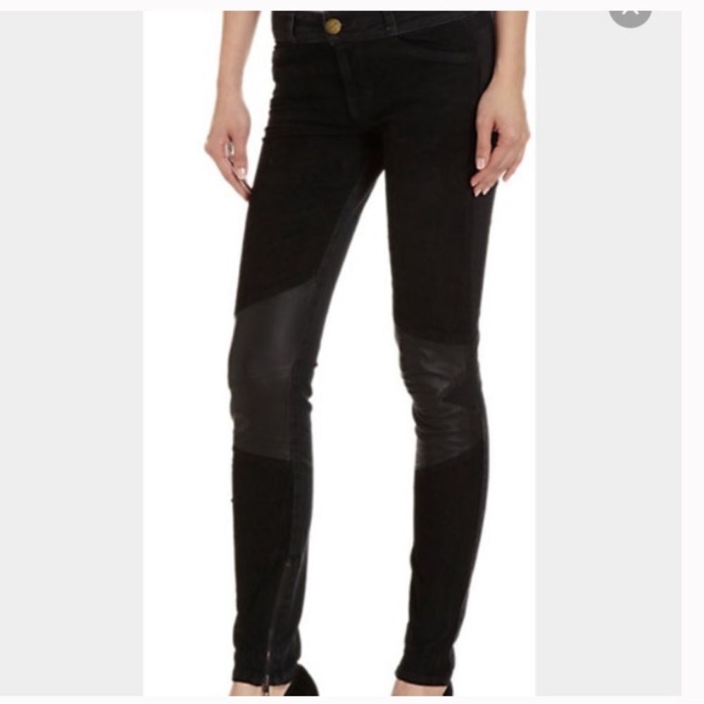 Current/Elliot | Moto black suede jeans, leather knee patches size 29 NWT $650 - Picture 2 of 11